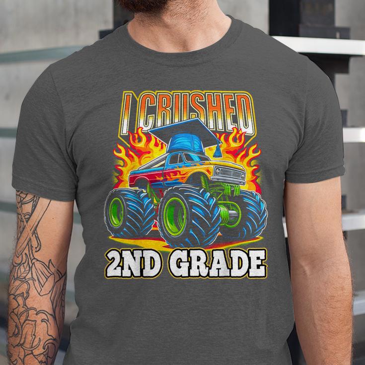 Graduation 2nd Grade Monster Truck Boys I Crushed Grad Unisex Jersey T-Shirt