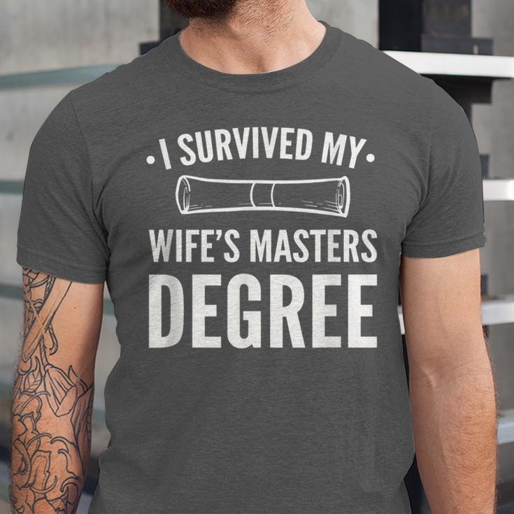 Graduation Day Husband I Survived My Wifes Masters Degree Unisex Jersey T-Shirt