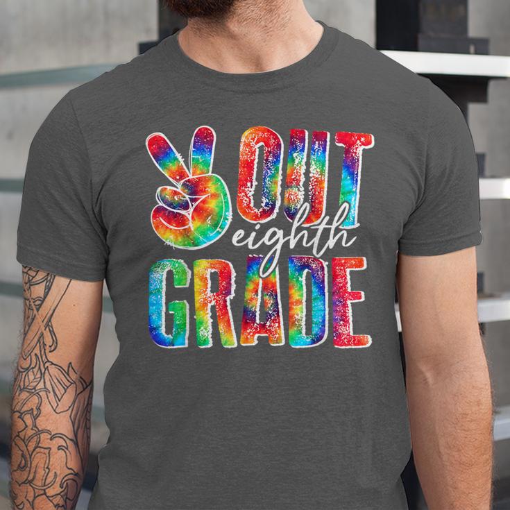 Graduation Peace Sign Out Eighth Grade Tie Dye Hippie Unisex Jersey T-Shirt