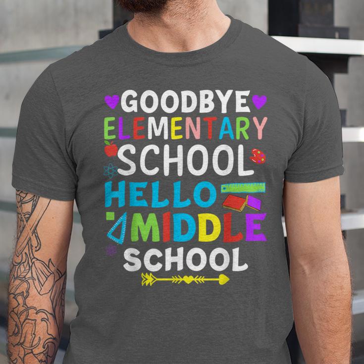 Graduation Shirt For 5th Grader Goodbye Hello Middle School Unisex Jersey T-Shirt