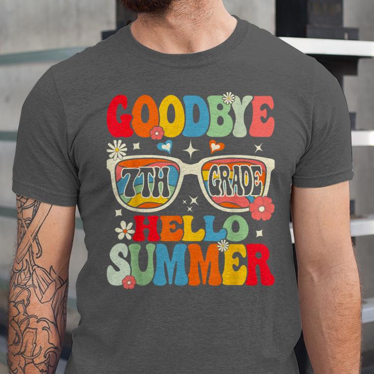 Groovy Goodbye 7th Grade Graduation Hello Summer Kids Unisex Jersey T-Shirt
