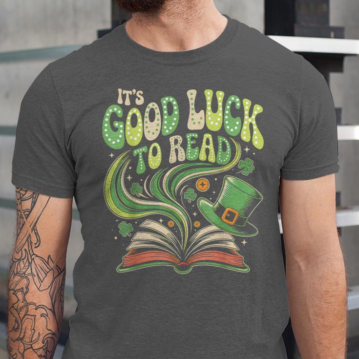 Groovy It's Good Luck To Read St Patrick's Day Book Lucky Unisex Jersey T-Shirt