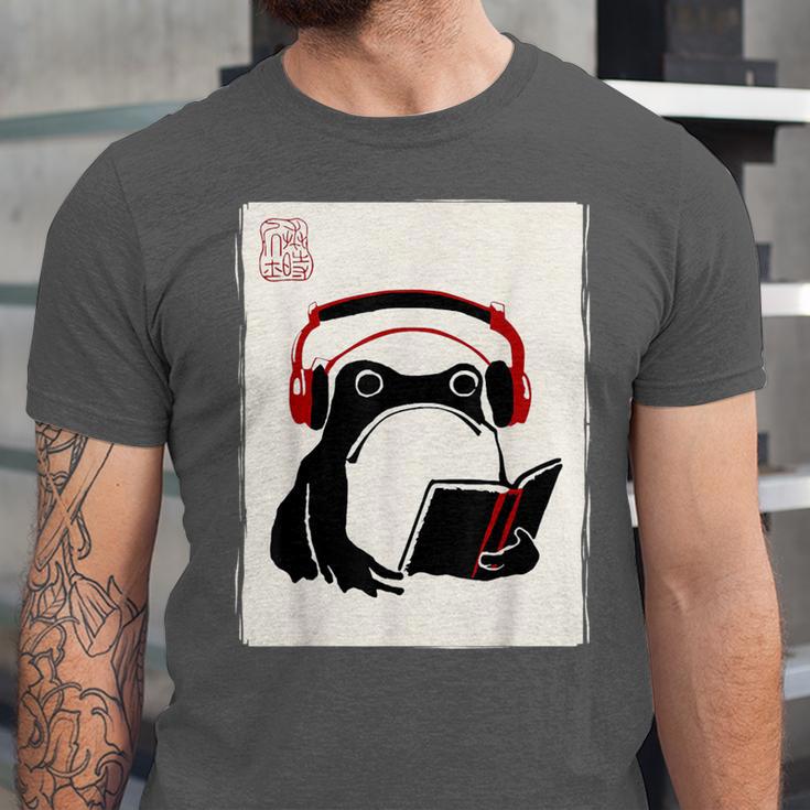 Grumpy Frog Books Music Kawaii Ink Japanese Unisex Jersey T-Shirt