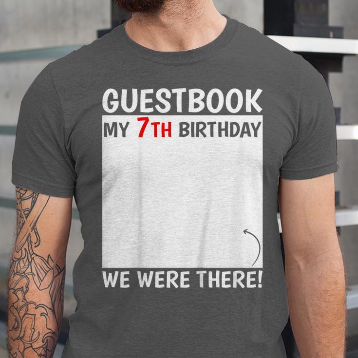 Guestbook 7th Birthday 7 Year Old Born 2018 Bday Unisex Jersey T-Shirt