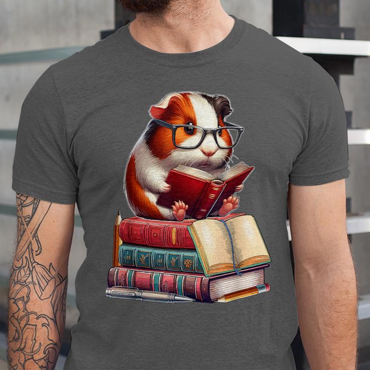 Guinea Pig Reading Books Matching Bookworm Readers Librarian Unisex Jersey T-Shirt