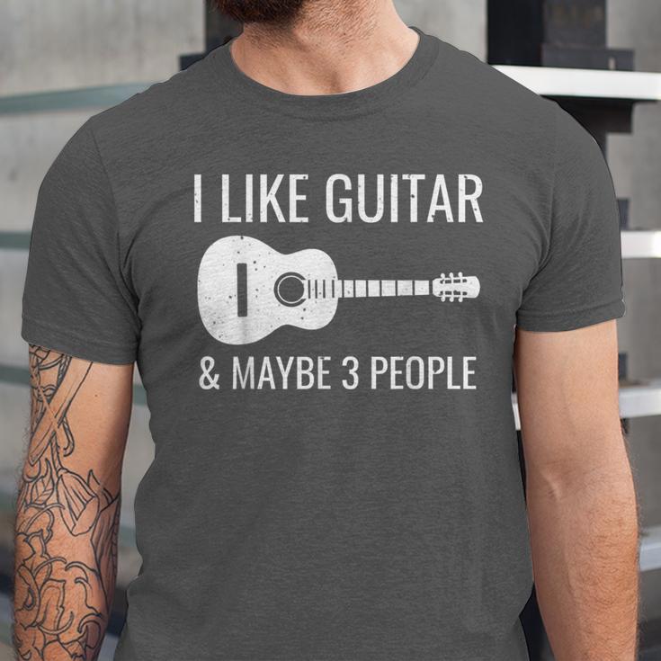 I Like Guitar & Maybe 3 People Music Introvert Guitar Unisex Jersey T-Shirt I Like Guitar & Maybe 3 People Music Introvert Guitar Unisex Jersey T-Shirt