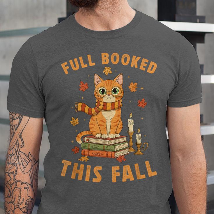 Halloween Fully Booked This Fall Book Ginger Cat Reading Unisex Jersey T-Shirt