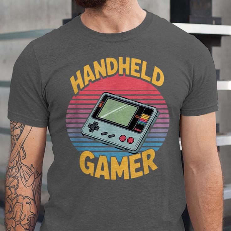 Handheld Gamer Retro Portable Console Nostalgia Unisex Jersey T-Shirt Handheld Gamer Retro Portable Console Nostalgia Unisex Jersey T-Shirt