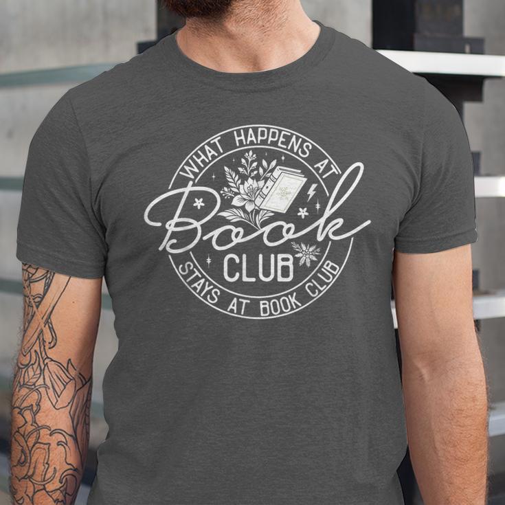What Happens At Book Club Stays At Book Club Unisex Jersey T-Shirt
