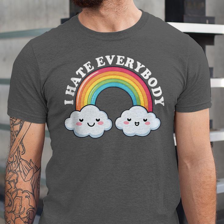I Hate Everybody Rainbow Sarcastic Grumpy Introvert Unisex Jersey T-Shirt I Hate Everybody Rainbow Sarcastic Grumpy Introvert Unisex Jersey T-Shirt