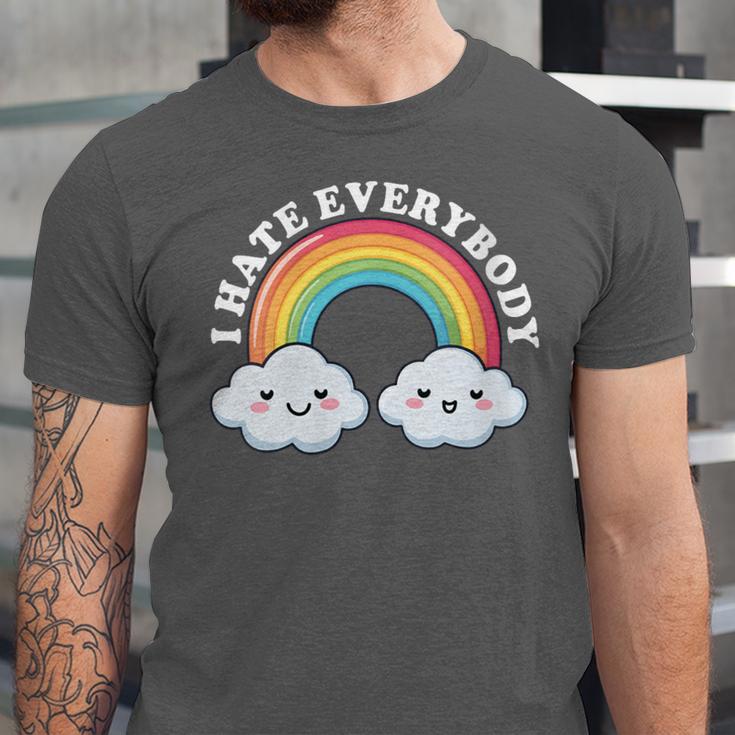 I Hate Everybody Rainbow Sarcastic Grumpy Introvert Unisex Jersey T-Shirt I Hate Everybody Rainbow Sarcastic Grumpy Introvert Unisex Jersey T-Shirt