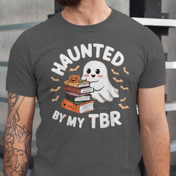 Haunted By My TBR Cute Ghost Book Reading Teacher Halloween Unisex Jersey T-Shirt