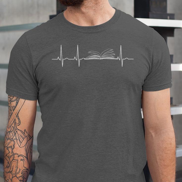 Heartbeat Book Reader Reading Lover Unisex Jersey T-Shirt