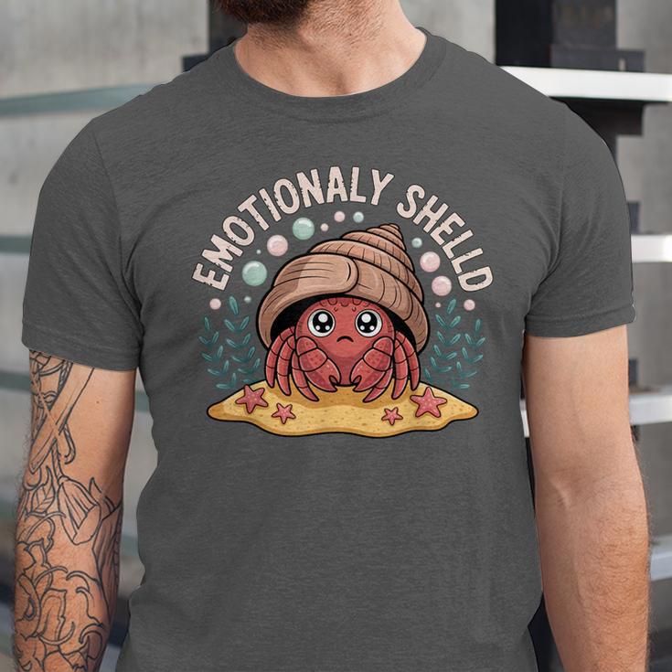Hermit Crab Saying Emotionally Shelled Introvert Humor Unisex Jersey T-Shirt