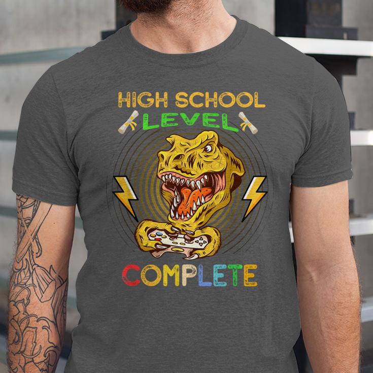 High School Level Complete Gamer Graduation Dinosaur 2021 Unisex Jersey T-Shirt