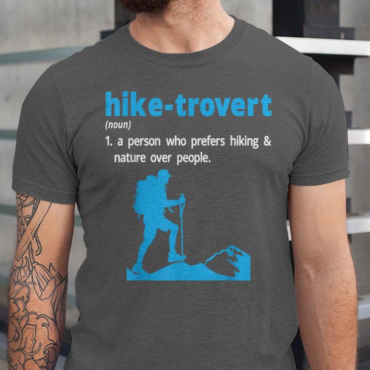 Hike-Trovert Hiking Humor Definition Introvert Unisex Jersey T-Shirt Hike-Trovert Hiking Humor Definition Introvert Unisex Jersey T-Shirt