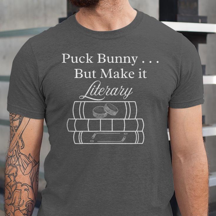 Hockey Romance Book Lover Puck Bunny But Make It Literary Unisex Jersey T-Shirt