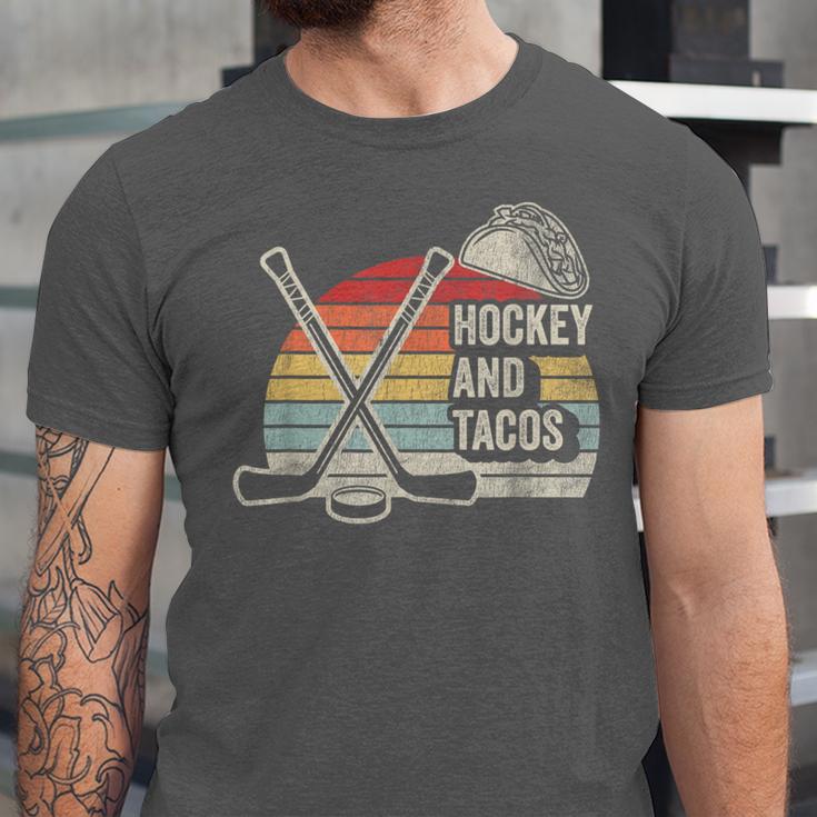 Hockey And Tacos Retro Nostalgia Lovers Unisex Jersey T-Shirt