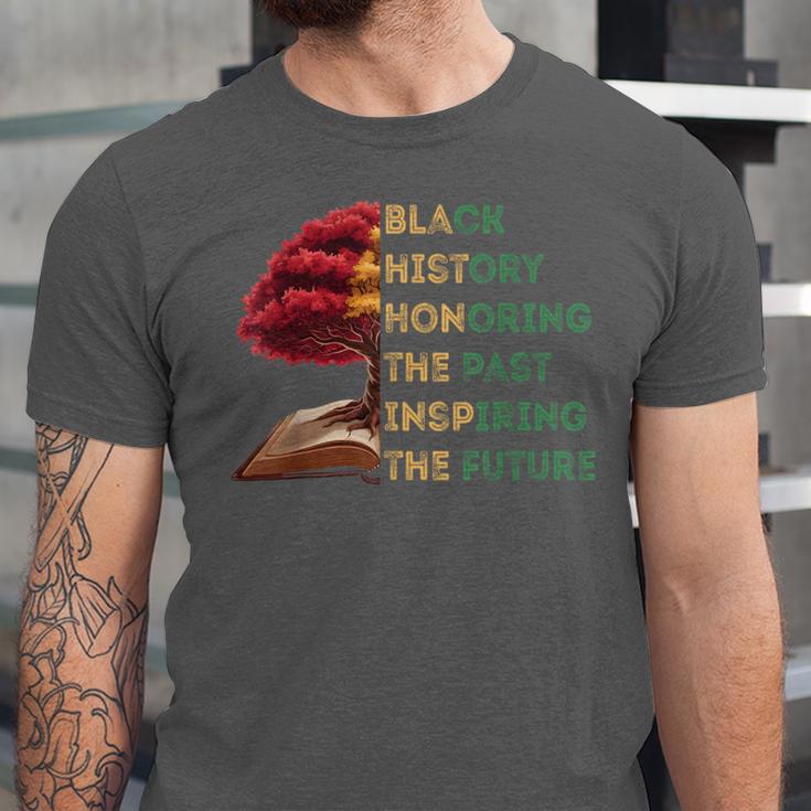 Honoring Past Inspiring Future History Month Tree Book Unisex Jersey T-Shirt