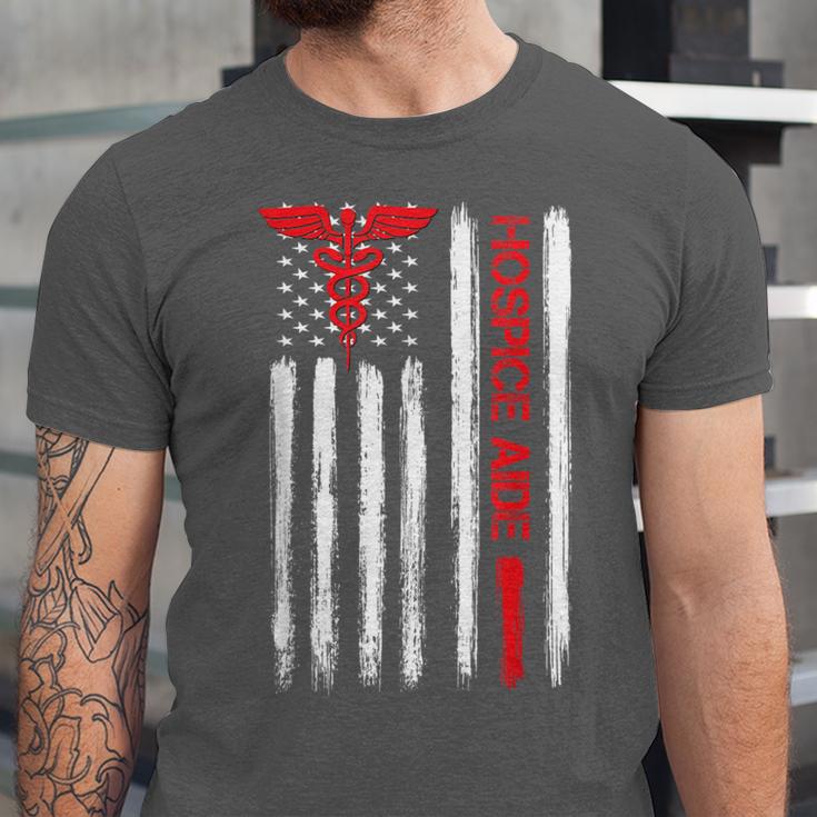 Hospice Aide American Flag Nurses Graduation Medical Unisex Jersey T-Shirt