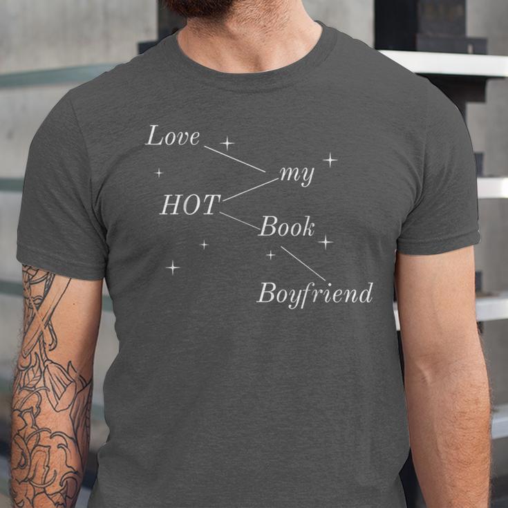 Hot Book Boyfriend Booklover Reader Fan Girl Unisex Jersey T-Shirt Hot Book Boyfriend Booklover Reader Fan Girl Unisex Jersey T-Shirt