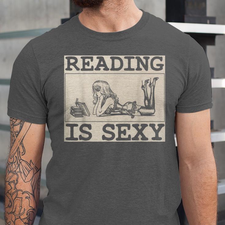 Hot Pin Up Girl Comic Book Vintage Reading Is Sexy Unisex Jersey T-Shirt