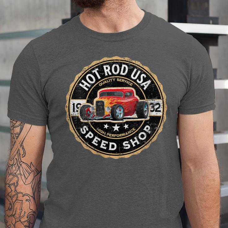 Hotrod Custom Car Automotive Nostalgia Distressed Unisex Jersey T-Shirt