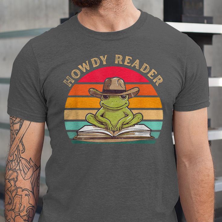 Howdy Reader Frog Reading Book Vintage Unisex Jersey T-Shirt
