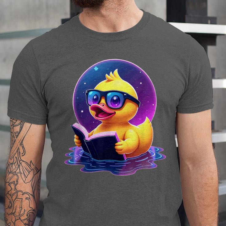 Humor Rubber Duck Reading Book Unisex Jersey T-Shirt