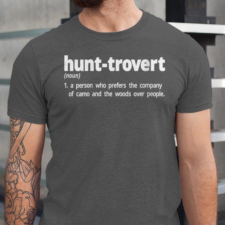Hunttrovert Hunting Hunter Humor Definition Introvert Unisex Jersey T-Shirt