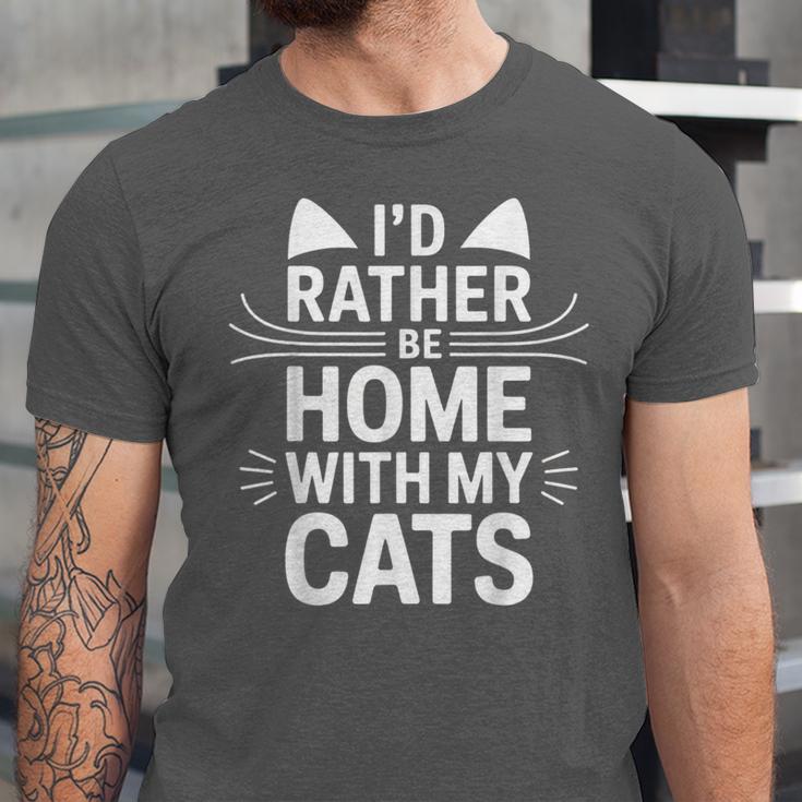I'd Rather Be Home With My Cats Introvert Cozy Vibes Unisex Jersey T-Shirt I'd Rather Be Home With My Cats Introvert Cozy Vibes Unisex Jersey T-Shirt