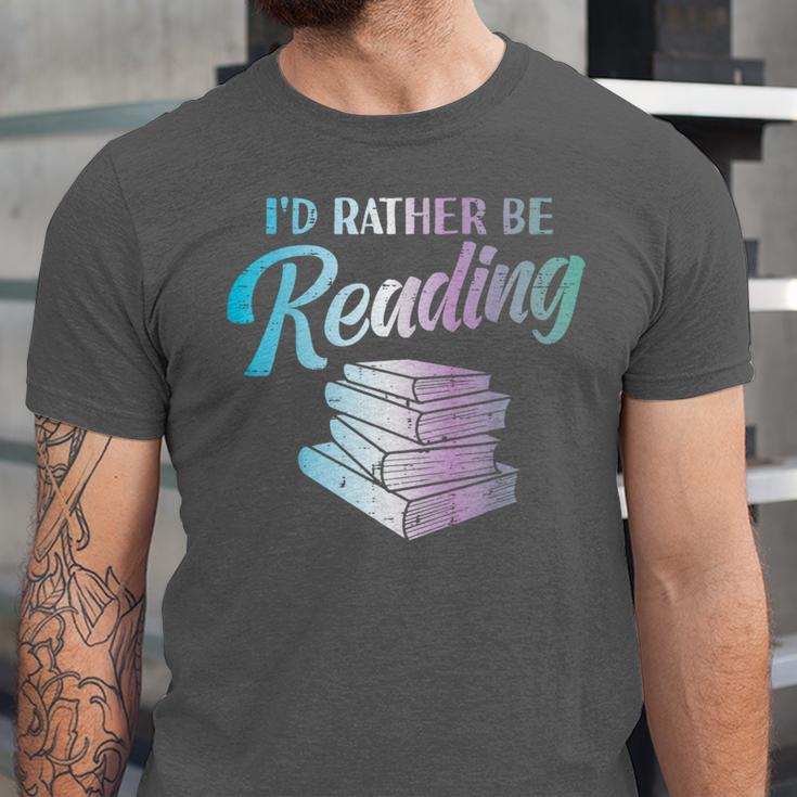 Id Rather Be Reading Book Librarian Men Women Kids Unisex Jersey T-Shirt
