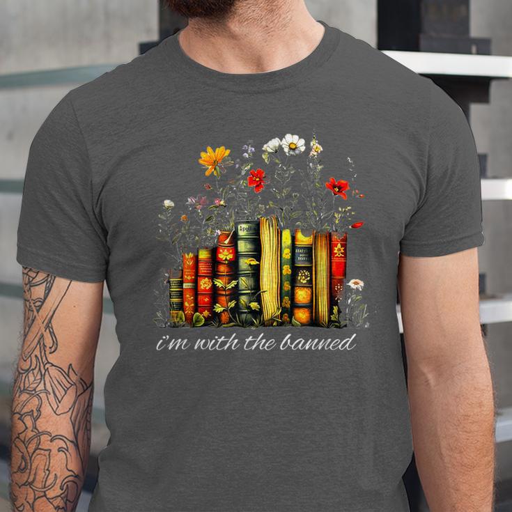 I'm With The Banned Banned Books Colorful Literary Fr Unisex Jersey T-Shirt