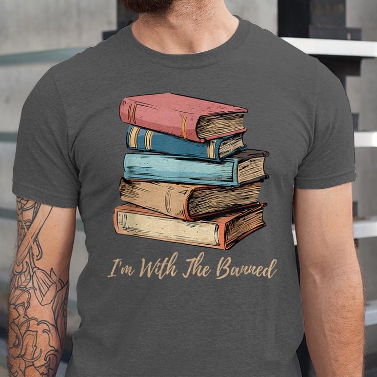 I'm With The Banned Read Banned Books Bookworm Men Women Unisex Jersey T-Shirt