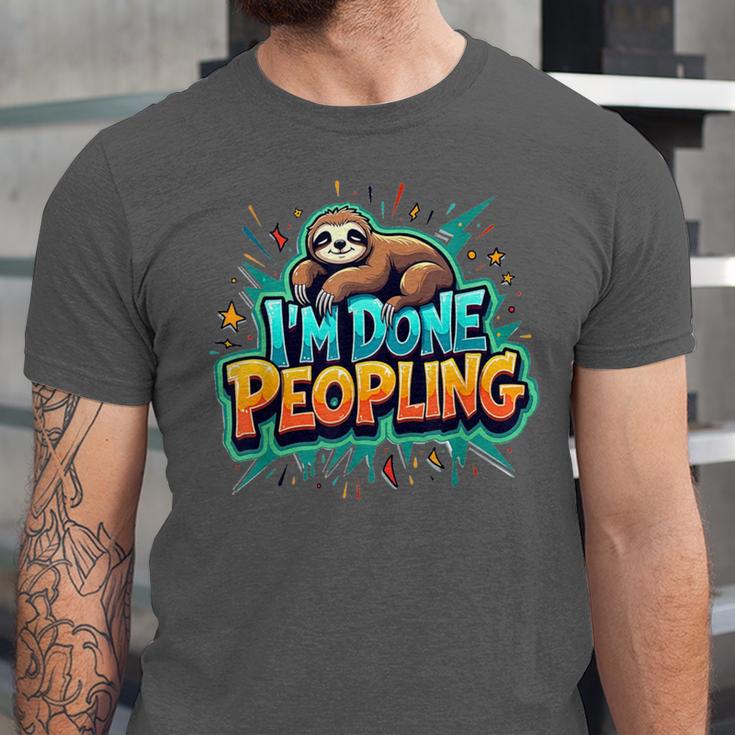 I'm Done Peopling Introvert Sloth Unisex Jersey T-Shirt I'm Done Peopling Introvert Sloth Unisex Jersey T-Shirt