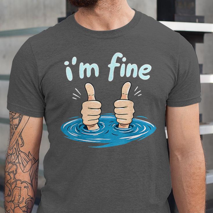 I'm Fine Drowning Thumbs Up Introvert Meme Humor Unisex Jersey T-Shirt