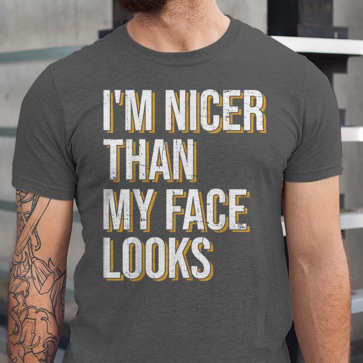 I'm Nicer Than My Face Looks Introverted Introverts Unisex Jersey T-Shirt