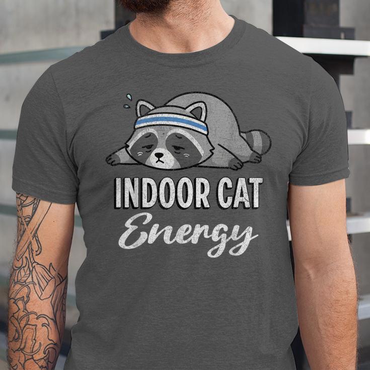 Indoor Cat Energy Raccoon Introvert Anti Social Mascot Unisex Jersey T-Shirt Indoor Cat Energy Raccoon Introvert Anti Social Mascot Unisex Jersey T-Shirt