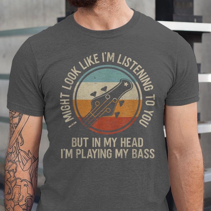 Introvert Bass Guitarist Musician Playing Bass Guitar Unisex Jersey T-Shirt