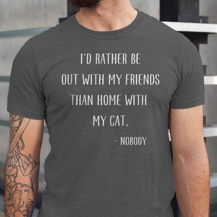 Introvert Cat Lover Quote Humor Social Introversion Unisex Jersey T-Shirt