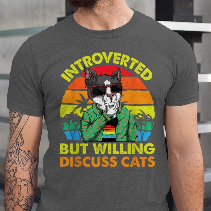 Introvert Cats Sarcasm Cat Lover Introverts Unisex Jersey T-Shirt