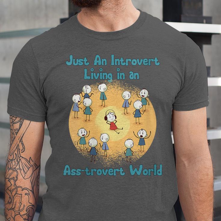 Introvert Extrovert Cartoon In Asstrovert World Unisex Jersey T-Shirt Introvert Extrovert Cartoon In Asstrovert World Unisex Jersey T-Shirt