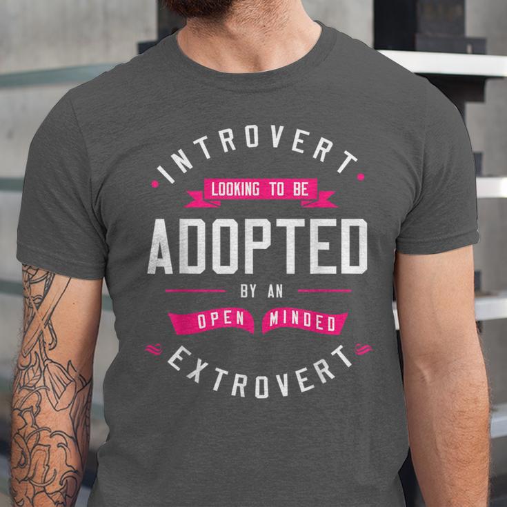 Introvert Looking To Be Adopted Introvert Humor Unisex Jersey T-Shirt
