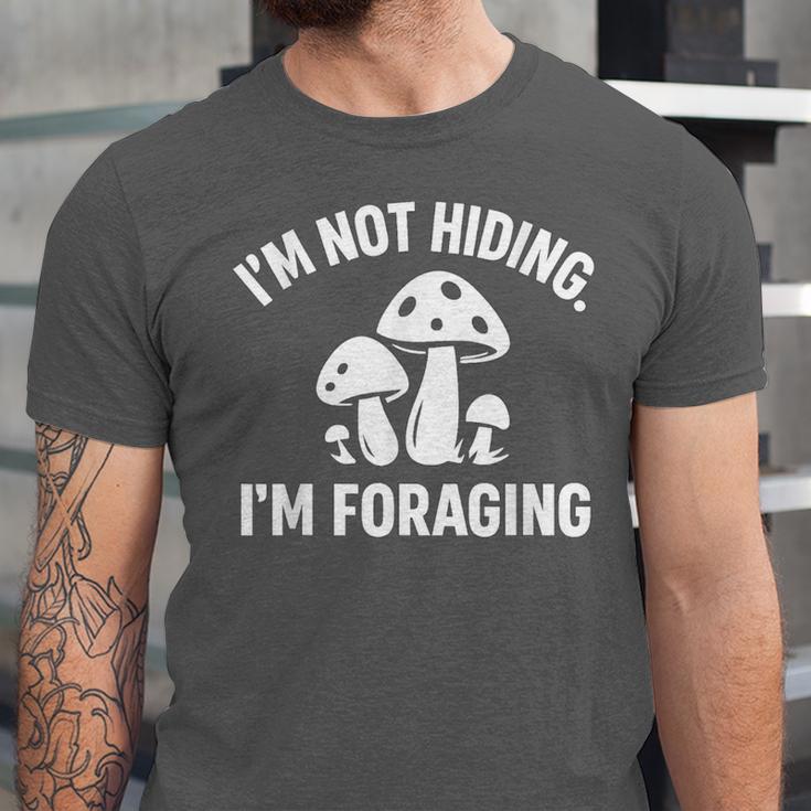 Introvert Mushroom Forager Humor Unisex Jersey T-Shirt Introvert Mushroom Forager Humor Unisex Jersey T-Shirt