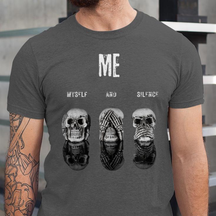 Introvert Relaxation Me Myself And Silence Skulls Unisex Jersey T-Shirt Introvert Relaxation Me Myself And Silence Skulls Unisex Jersey T-Shirt