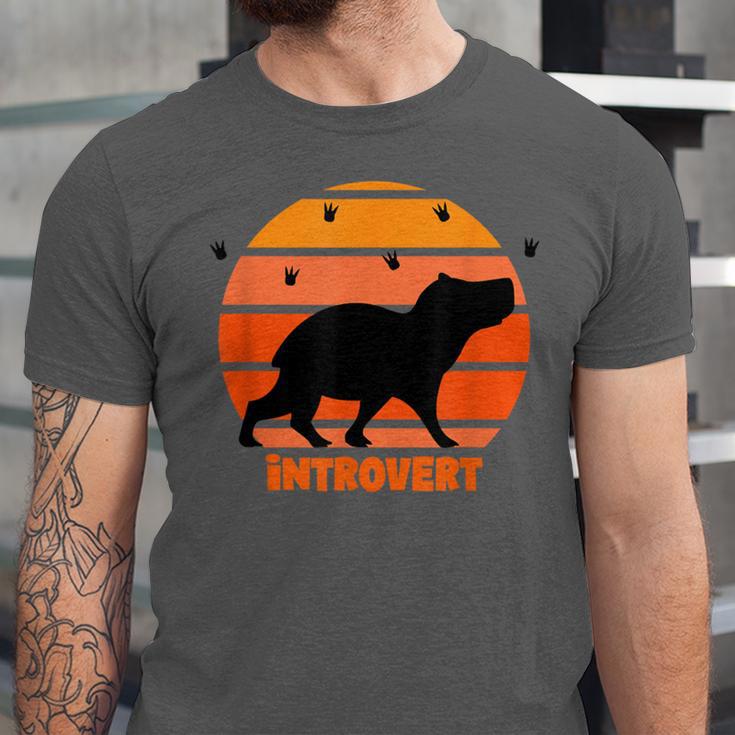 Introvert Retro Sunset Capybara Tee Unisex Jersey T-Shirt