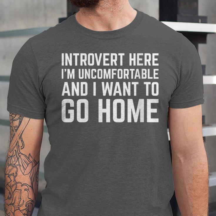 Introvert I Want To Go Home Homebody Loner Humor Unisex Jersey T-Shirt