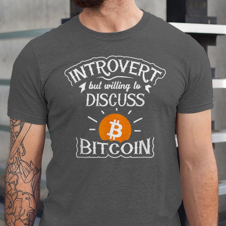 Introvert But Willing To Discuss Bitcoin Crypto Bitcoin Unisex Jersey T-Shirt