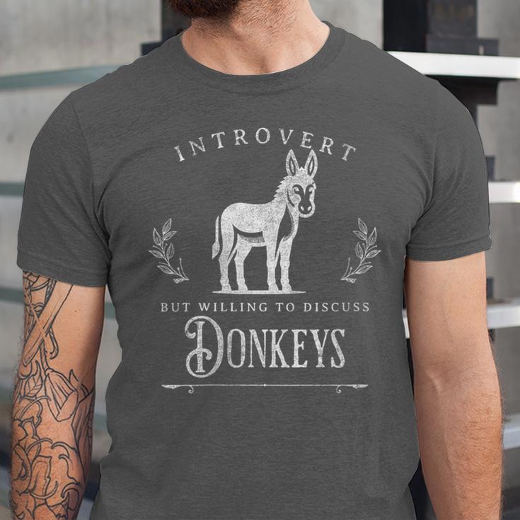 Introvert But Willing To Discuss Donkeys Vintage Retro Unisex Jersey T-Shirt