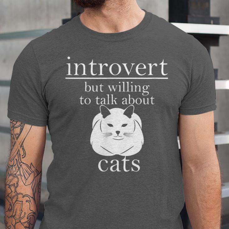 Introvert But Willing To Talk About Cats Unisex Jersey T-Shirt